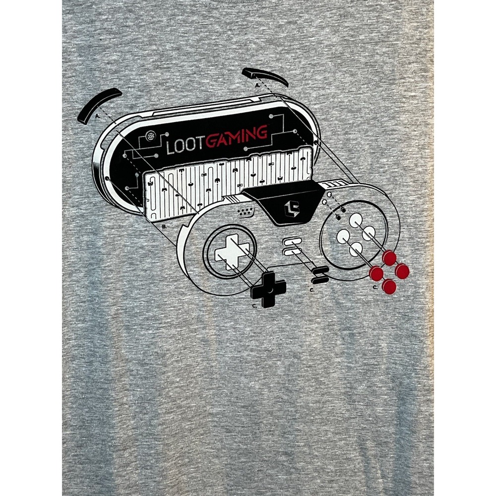 Game Controller Loot Gaming Loot Wear Loot Crate Gray T-shirt 2XL
